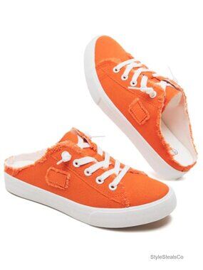 Women's Canvas Mules Slip-On Sneakers Backless Loafers Casual Comfortable